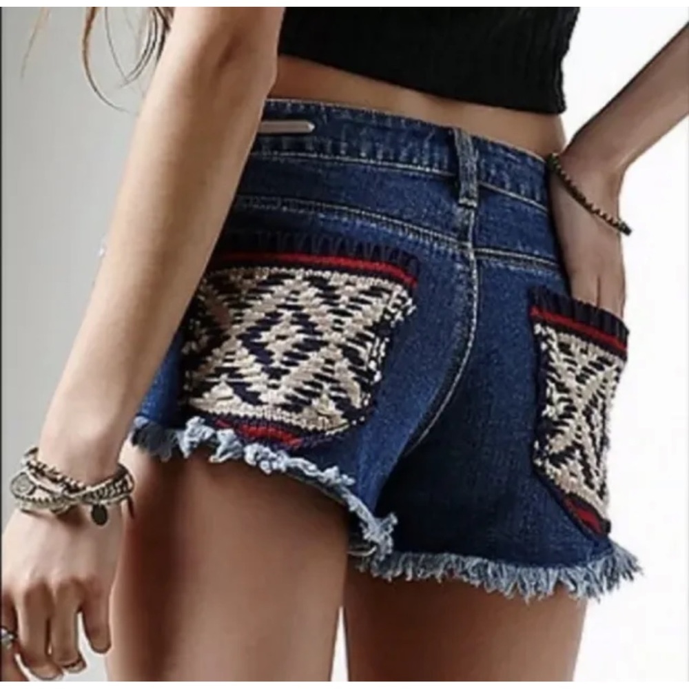 PS Erin Wasson 27 Cut Off Embroidered Distressed Denim Jean Shorts Anthropologie